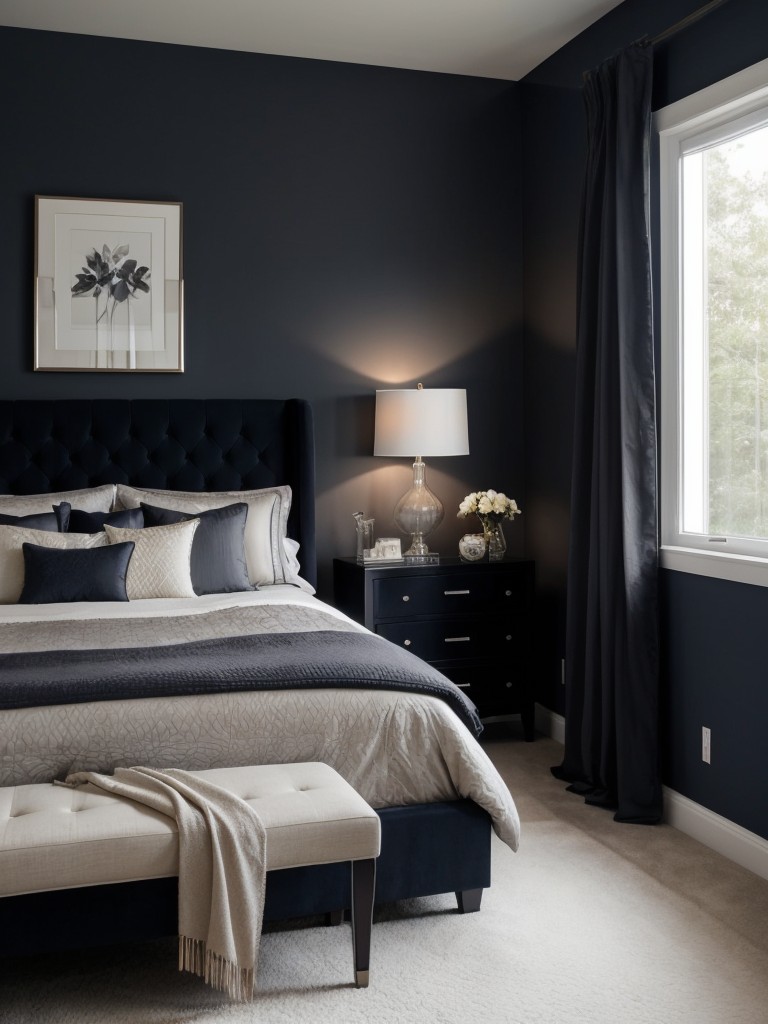 Chic Apartment Inspo: Elevate Your Bedroom with a Dark Accent Wall