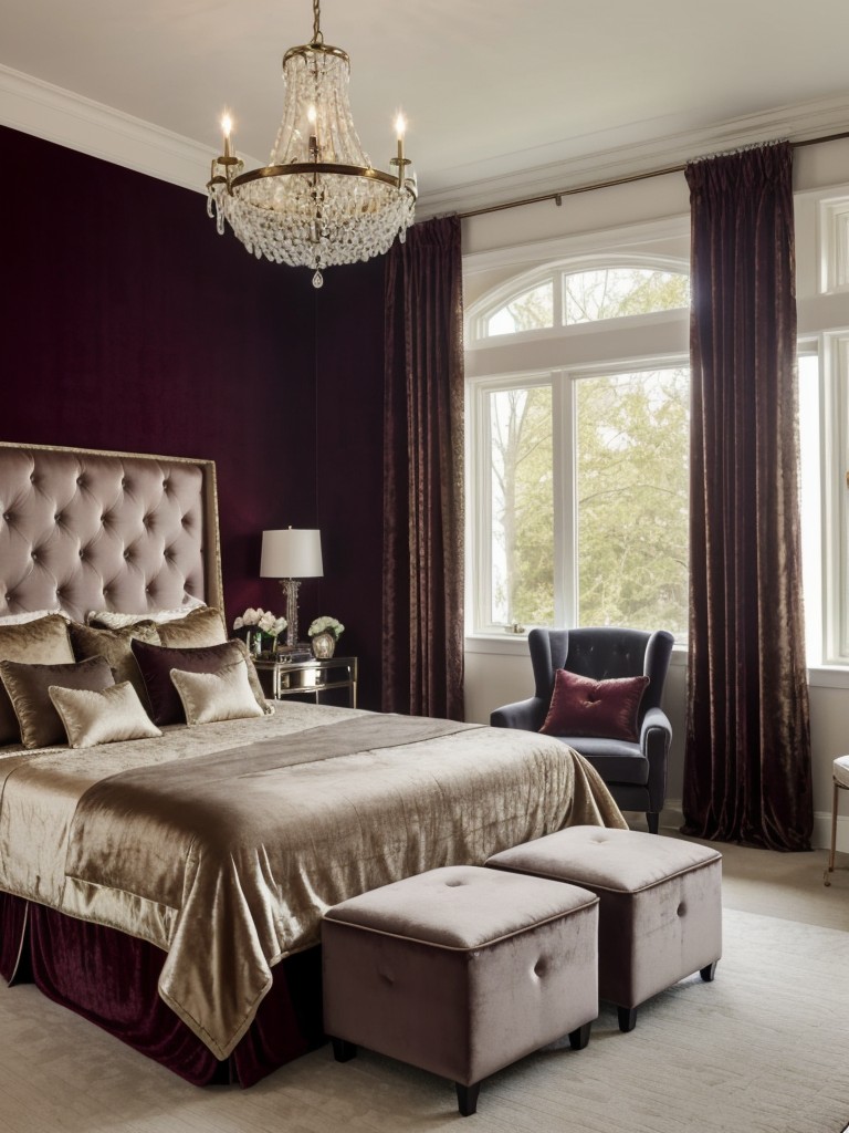 Glam up your bedroom with cozy seating and velvet furniture.