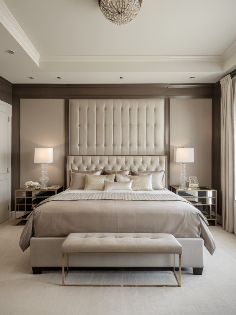 Stunning Apartment Bedroom: Embrace Tufted Headboard Elegance!