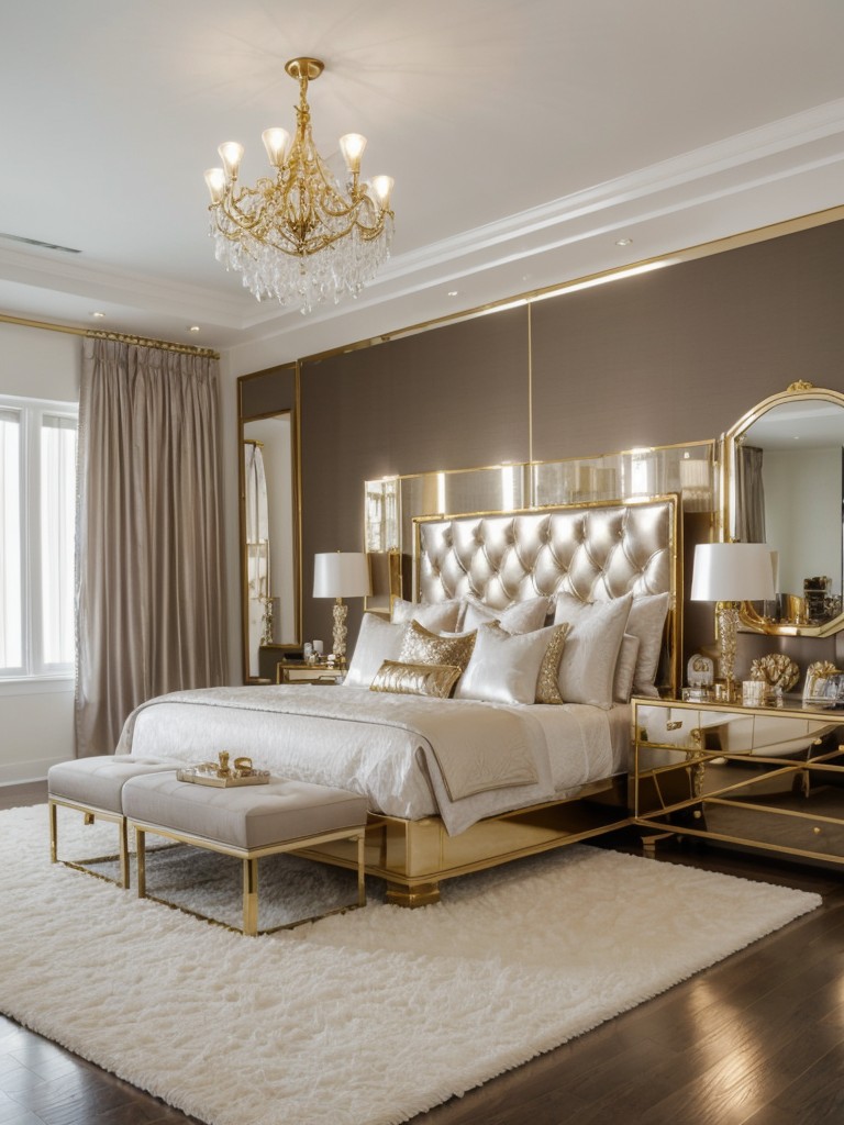 Chic Apartment Glam: Elevate Your Bedroom with Metallic Accents!