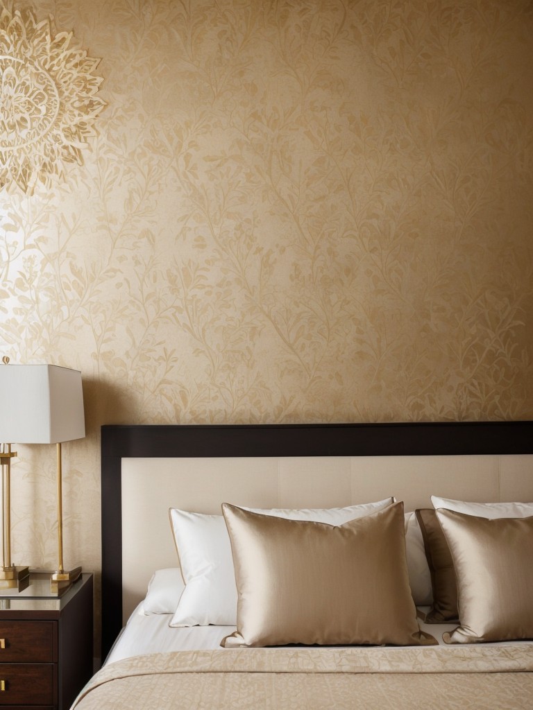 Regal Bedroom Vibes: Textured Wallpaper & Minimalist Furniture