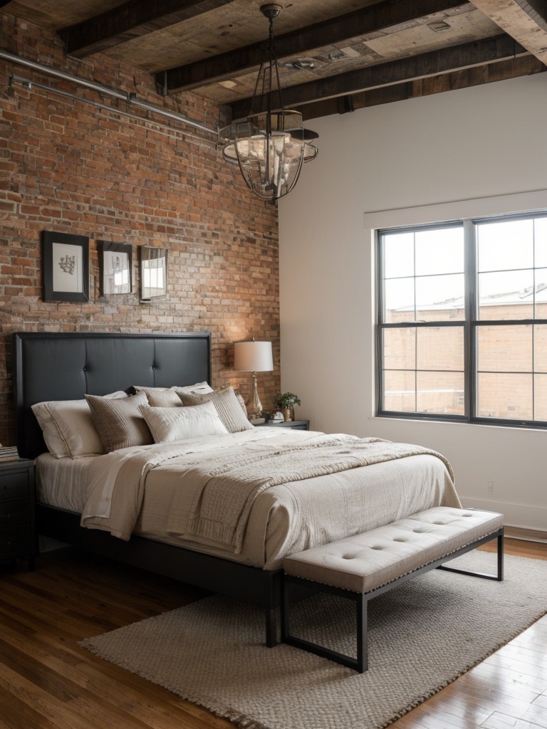 Chic Apartment Bedroom: Industrial Touches for Stunning Style.