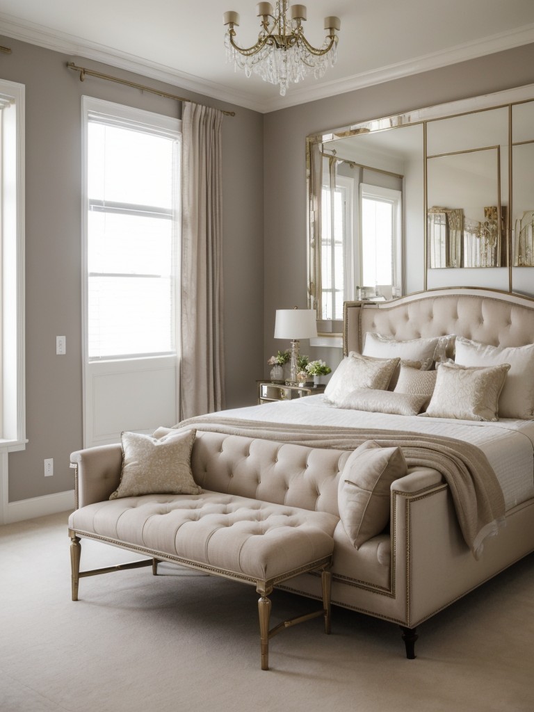 Serene & sophisticated bedroom decor: Stylish furniture essentials.