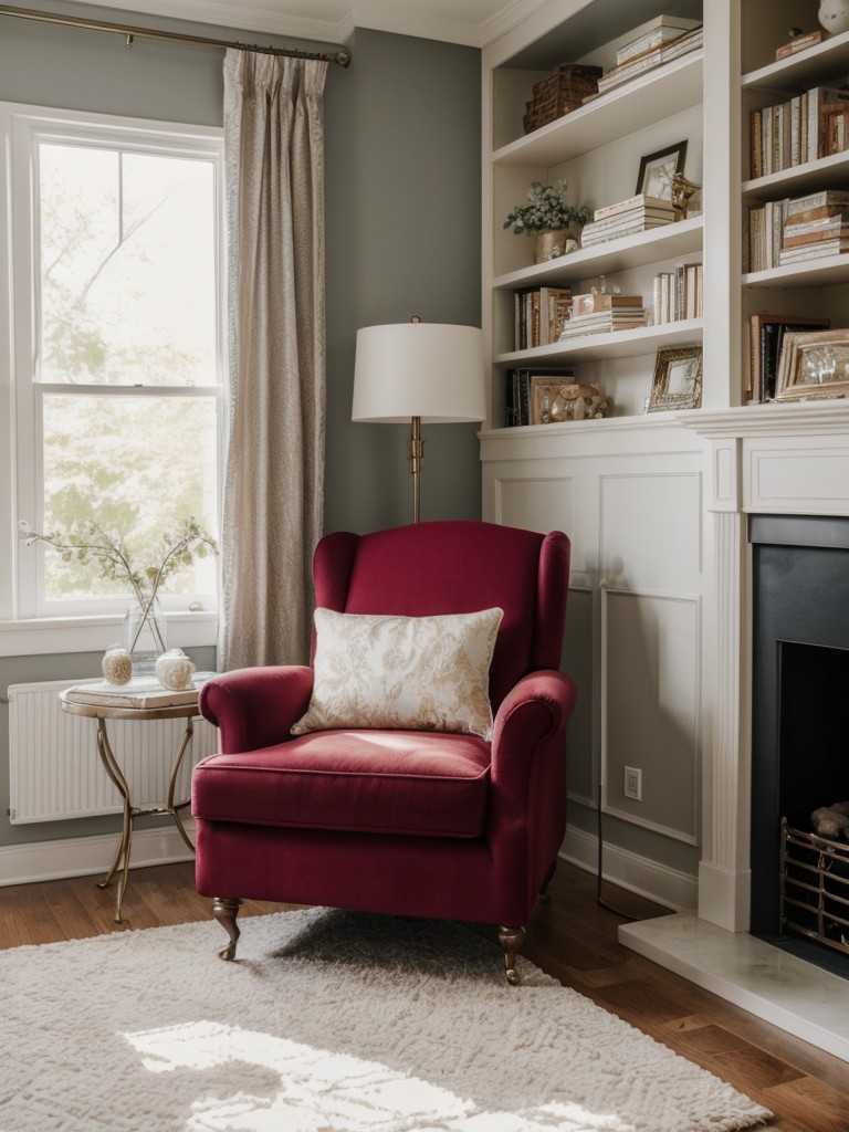 Apartment Glam: Cozy Reading Nook with Floor-to-Ceiling Bookshelf