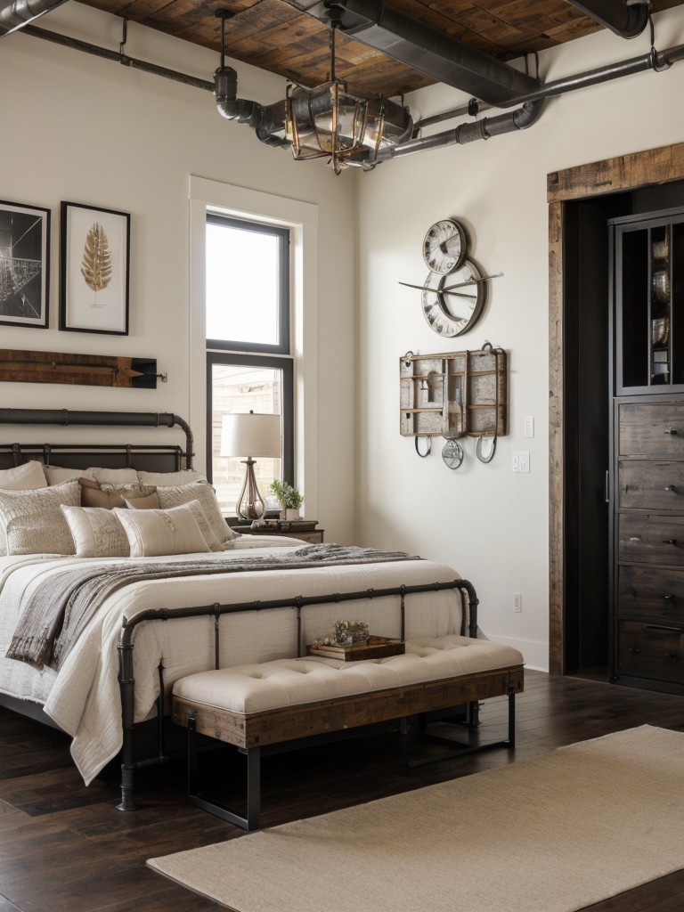 Industrial-chic bedroom decor ideas for a glamorous apartment.