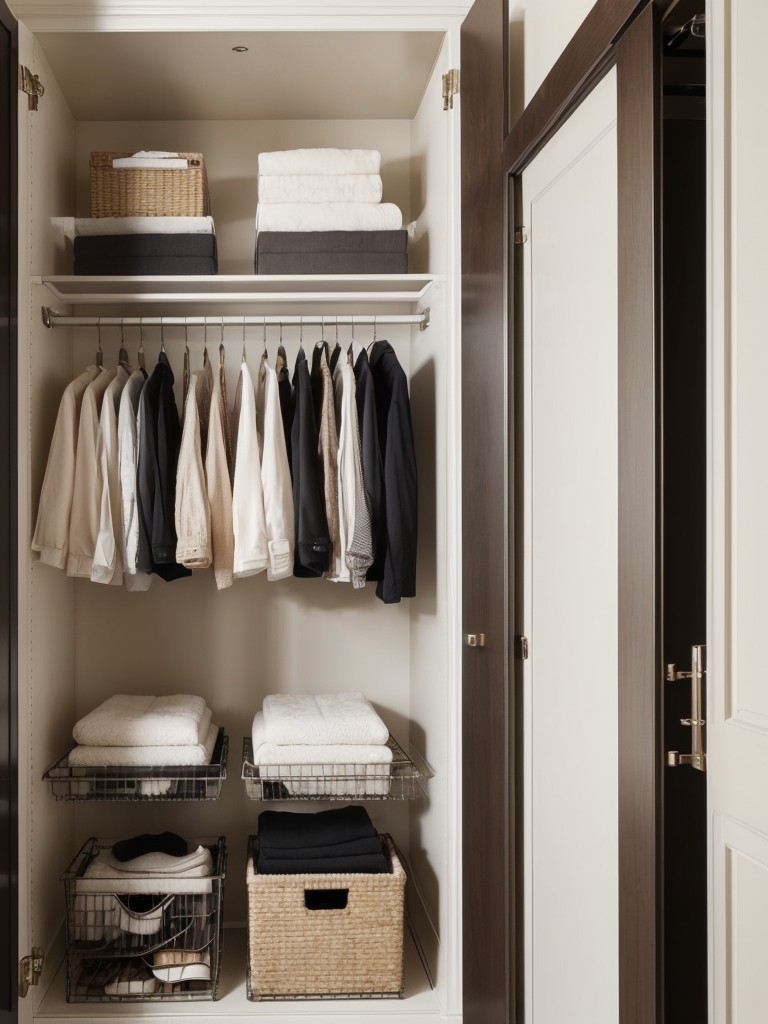 Maximize space in your apartment with stylish built-in storage solutions.