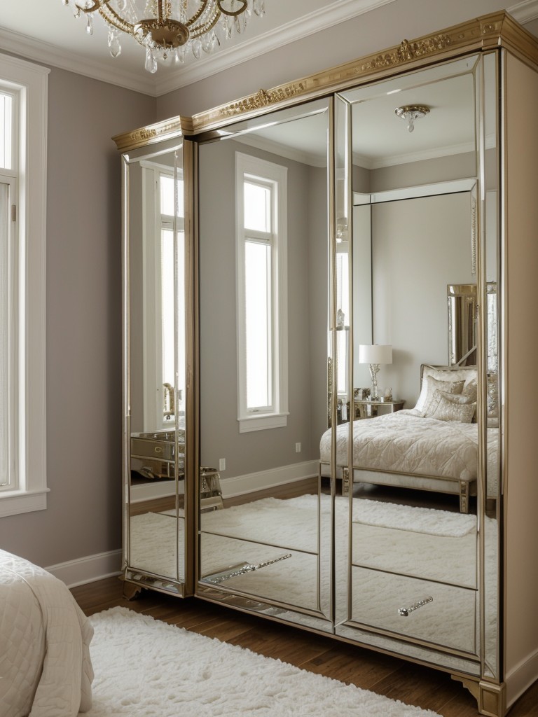 Opulent Bedroom Decor: Add Glamour with Mirrored Closet Doors