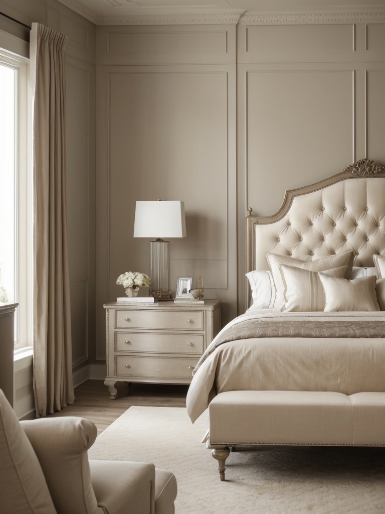 Luxe Apartment Bedroom Inspo: Timeless Decor, Elegant Furniture, Neutral Tones.