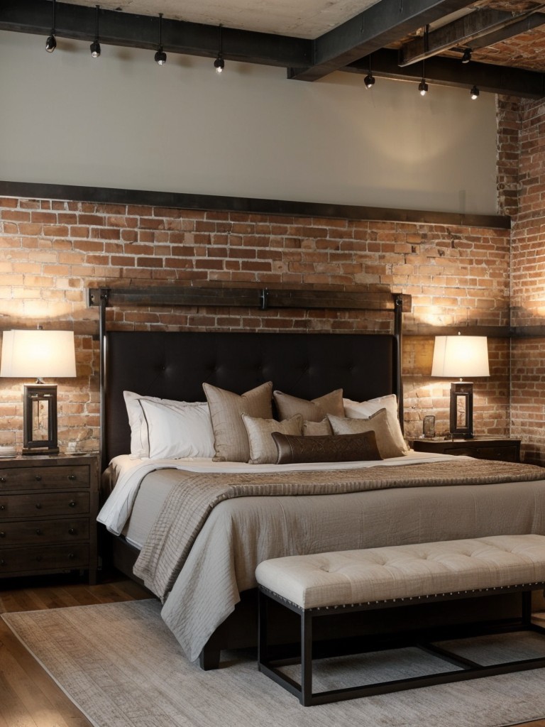 Industrial Chic Bedroom Decor with Exposed Brick & Vintage Vibes!