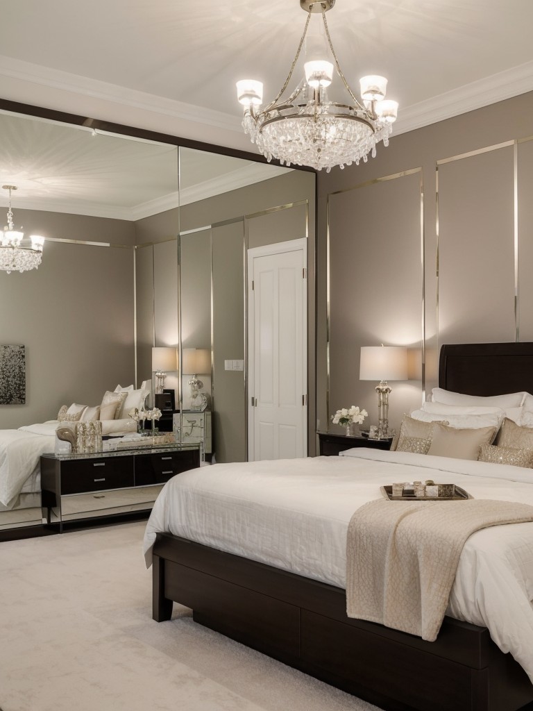 Glam up your apartment with a star-worthy bedroom makeover, featuring a mirrored accent wall!