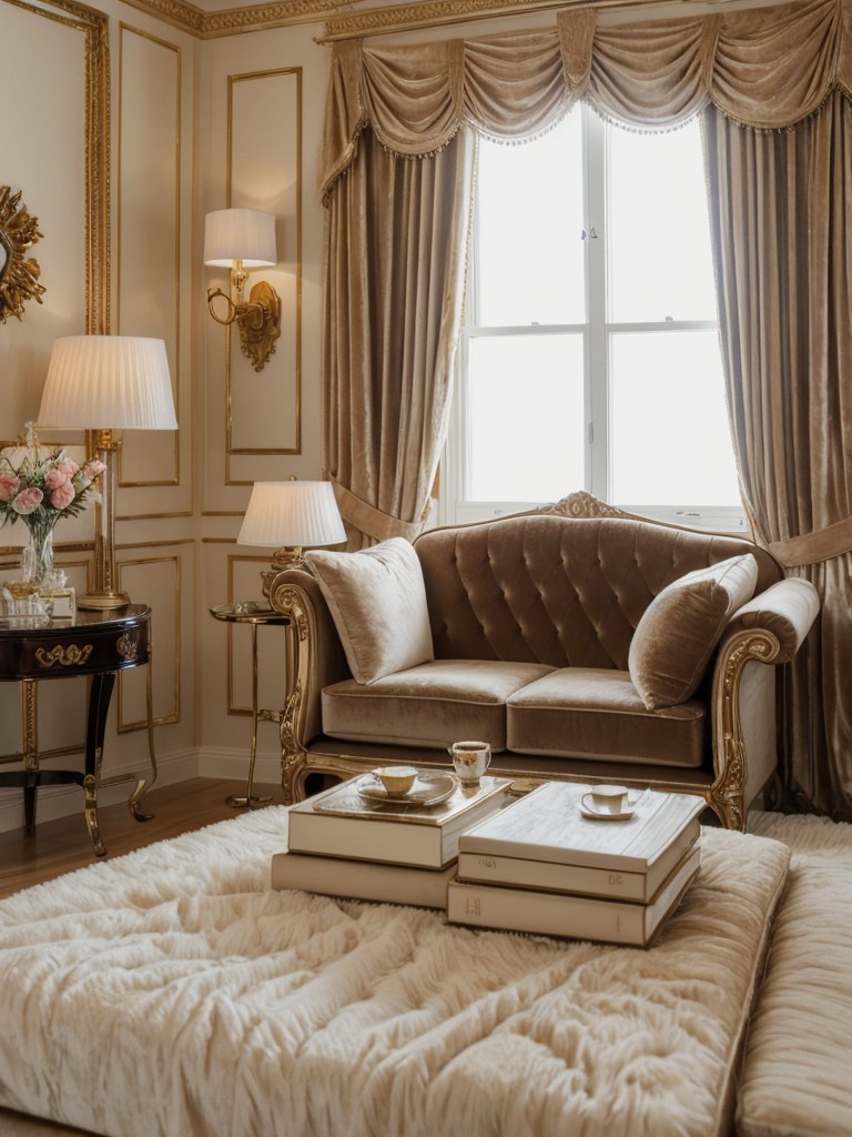 Stunning Bedroom Decor: Cozy Velvet Armchair and Ornate Side Table for Relaxing