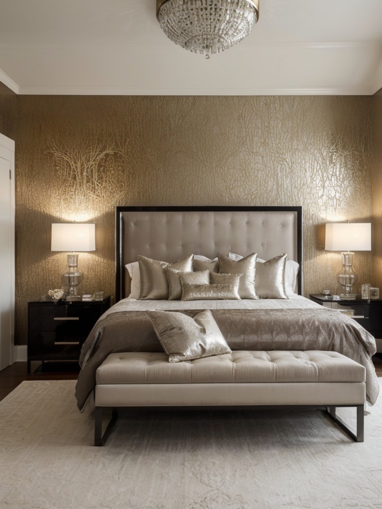 Bold Metallic Wallpaper: Elevate Your Apartment's Bedroom Decor