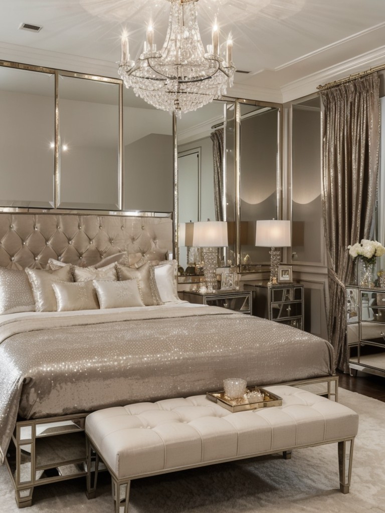 Sparkling Hollywood Glam: Transform Your Apartment Bedroom with Metallic Accents