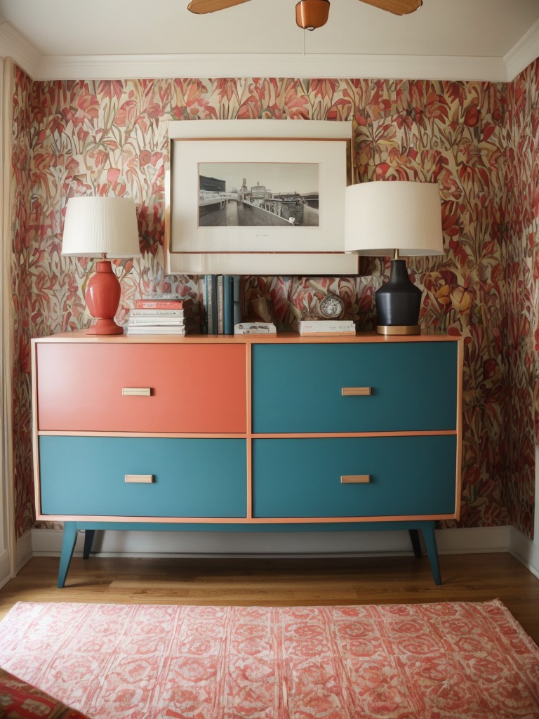 Bold & Vibrant: Retro-Inspired Wallpaper for Playful Vintage Bedrooms!