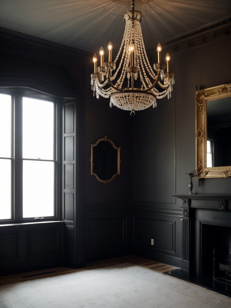 Enchanting Gothic Bedroom: Create a Hauntingly Beautiful Ambiance with a Statement Chandelier