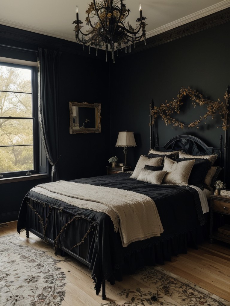 Edgy Apartment Vibes: Gothic Glam Bedroom Decorating Ideas