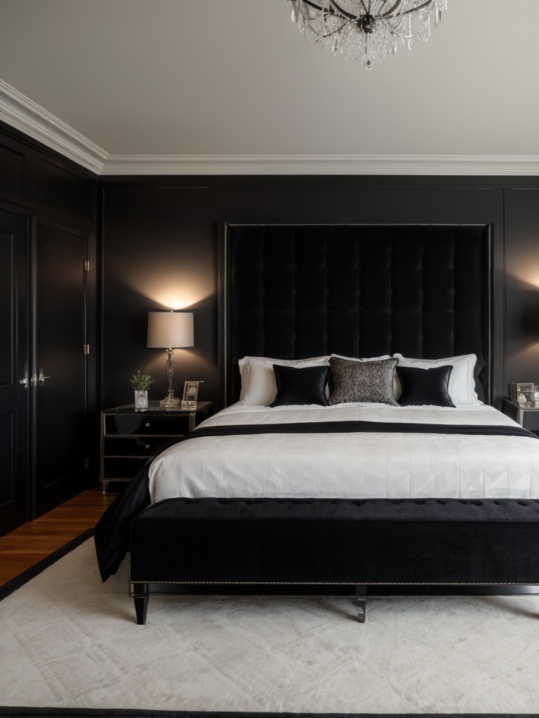 Sleek Gothic Bedroom Inspiration: Tufted Headboards & Mirrored Nightstands