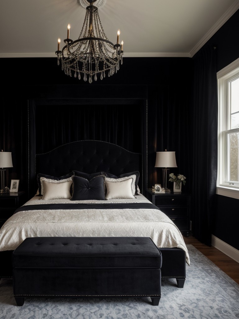 Create a Gothic Bedroom Retreat with Plush Upholstery and Luxurious Bedding