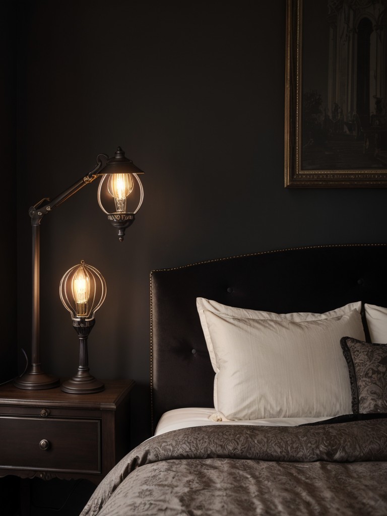 Mystical Gothic Bedroom Transformation: Enhance Romance with Dimmable Lighting.