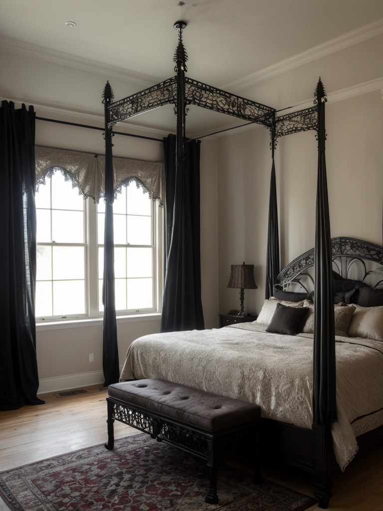 Enchanting Gothic Bedroom: Elevate your space with a stunning wrought iron bed frame