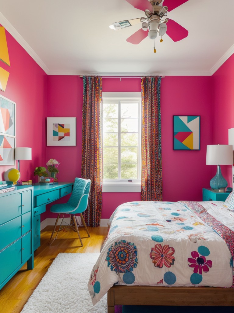 Bold and Vibrant Apartment Bedroom: Mix and Match Your Style!