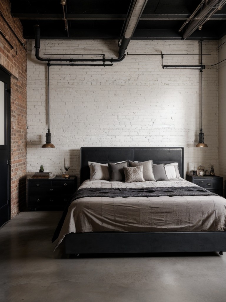 Industrial Chic: Transform Your Bedroom with Exposed Brick and Concrete