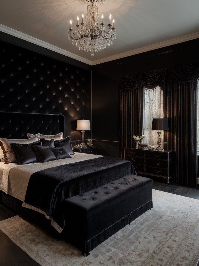 Seductive Gothic Vibes: Create a sophisticated sanctuary in your apartment with elegant textures.