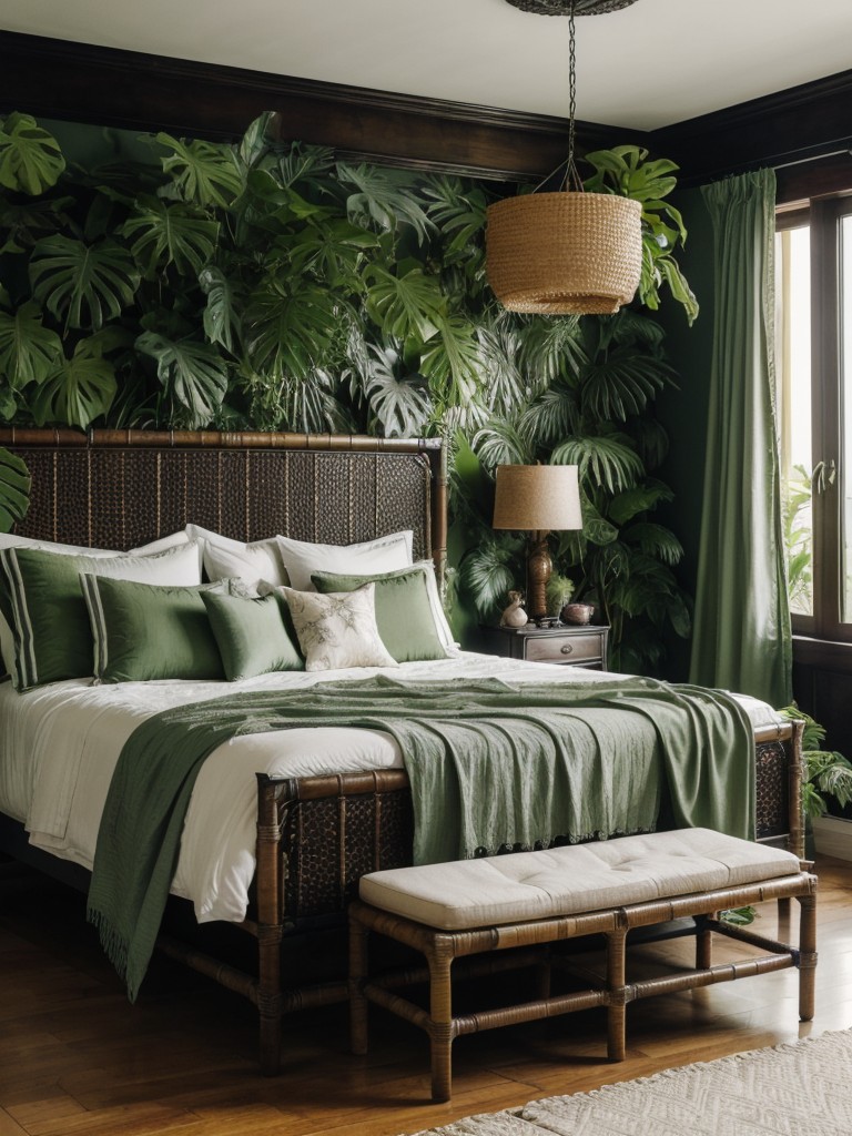 Tropical Paradise: Transform Your Bedroom with Lush Greenery and Botanical Prints