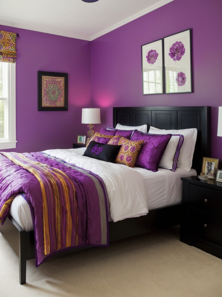 Vibrant Gothic Bedroom Decor: Bold Colors & Geometric Patterns for an Energetic Space