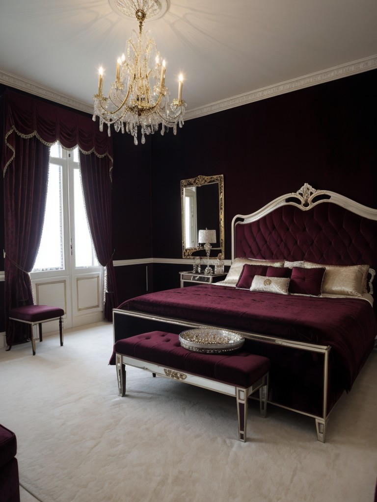 Create a Gothic Haven in Your Bedroom: Mirror, Velvet & Chandelier