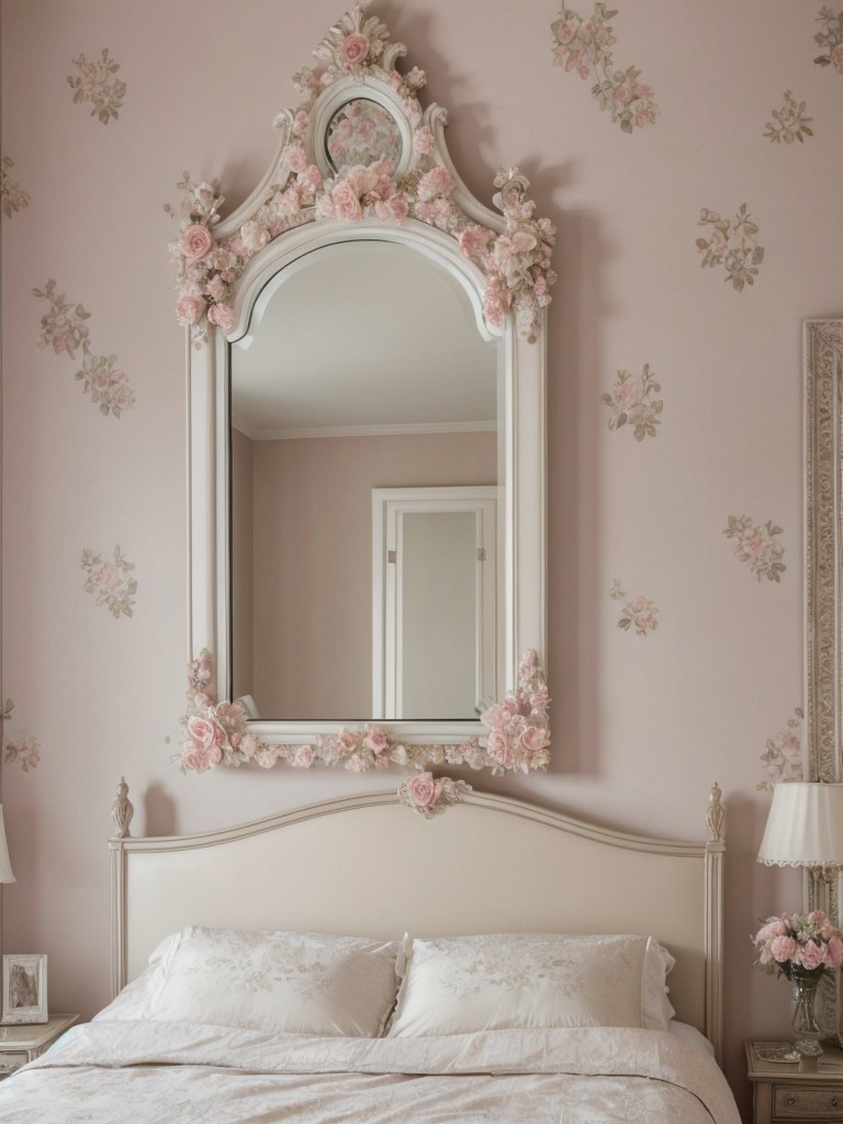 Romantic Gothic Bedroom: Delicate Prints, Pastel Hues & Ornate Mirrors!