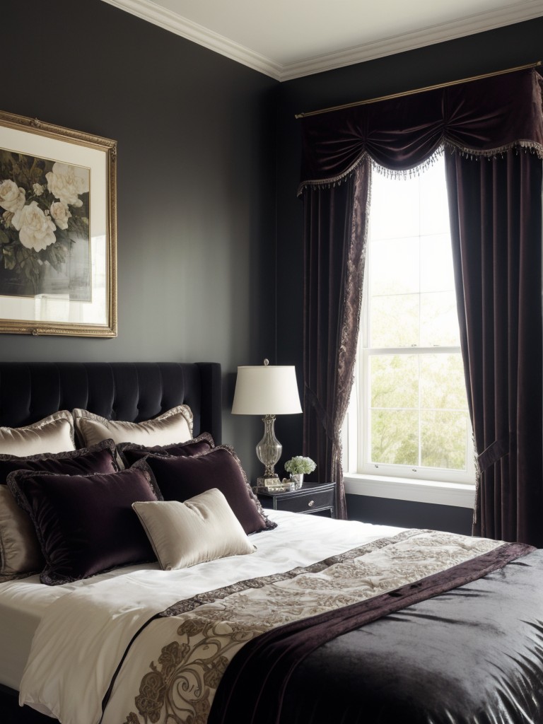 Dramatic Goth Bedroom: Elevate Your Elegance with Luxurious Fabrics