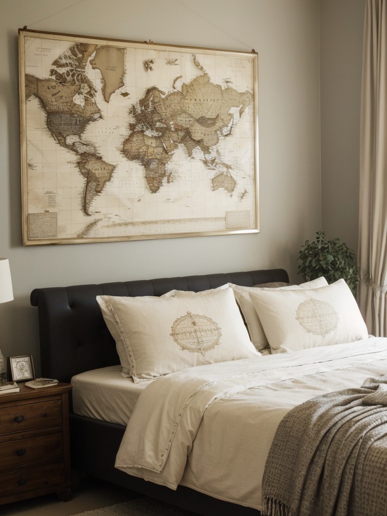 Travel-Inspired Glam: Transform Your Bedroom with Vintage Maps and Souvenirs