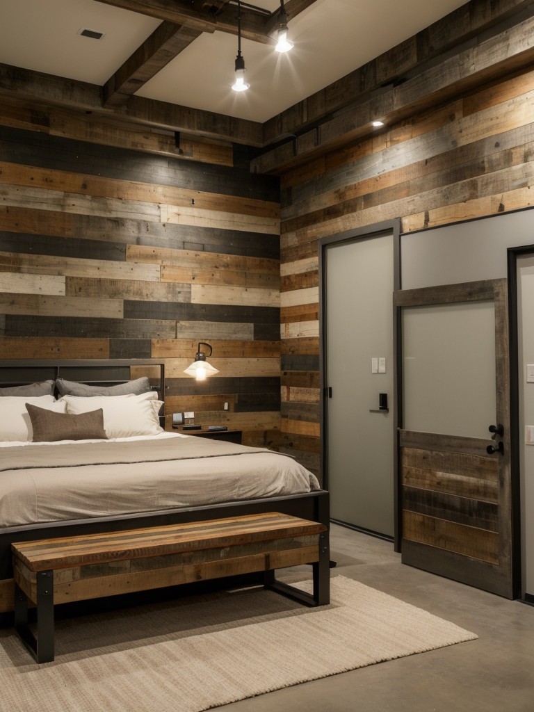 Rustic Wood Accent Wall: Add Urban Charm to Your Apartment Bedroom!