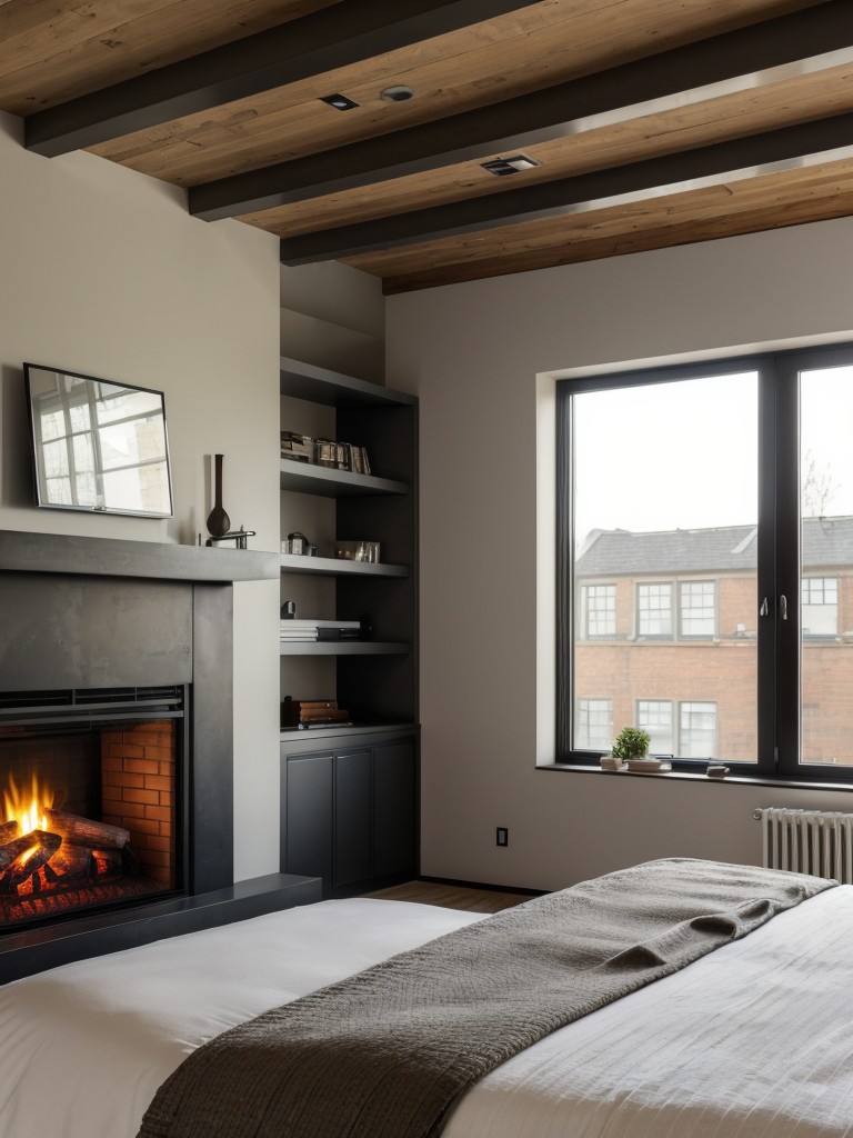 Urban Charm: Stylish Industrial Bedrooms with Fireplaces