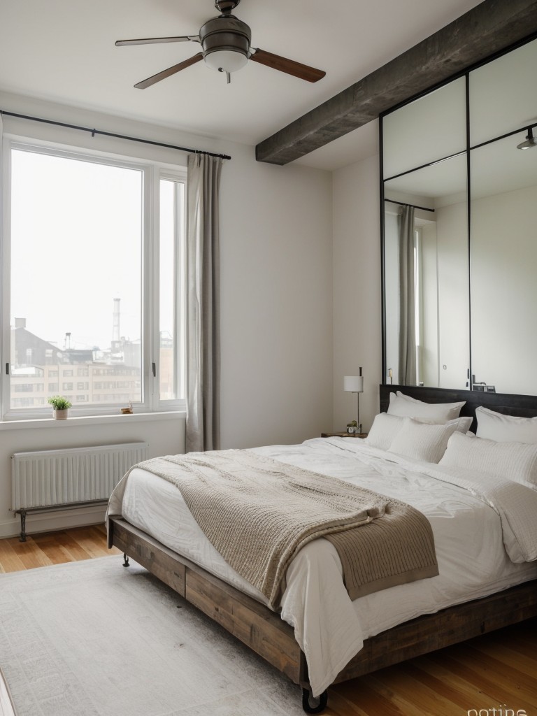 Maximize Space & Light: Industrial Bedrooms with Floor-to-Ceiling Mirrors