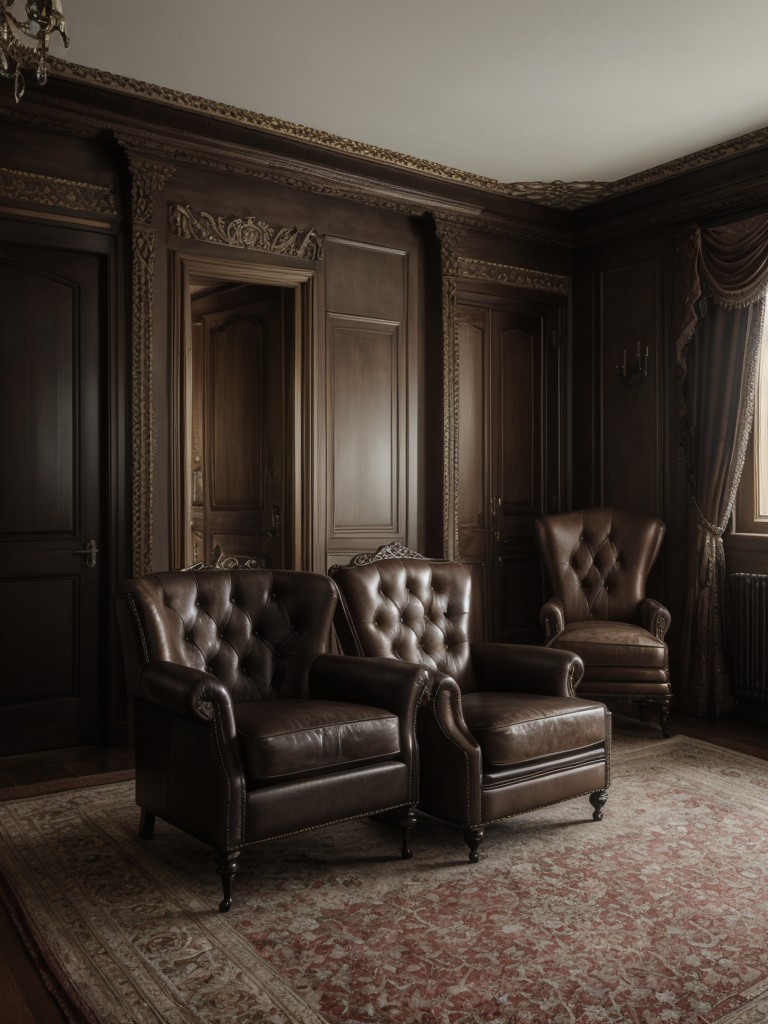 Enchanting Gothic Bedroom: Create Opulent Vibes with a Tufted Leather Armchair