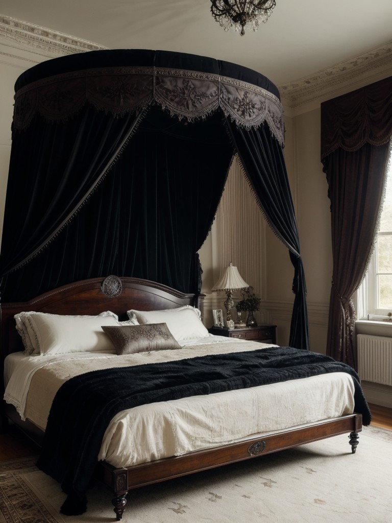 Victorian-inspired bed draping for an otherworldly apartment vibe