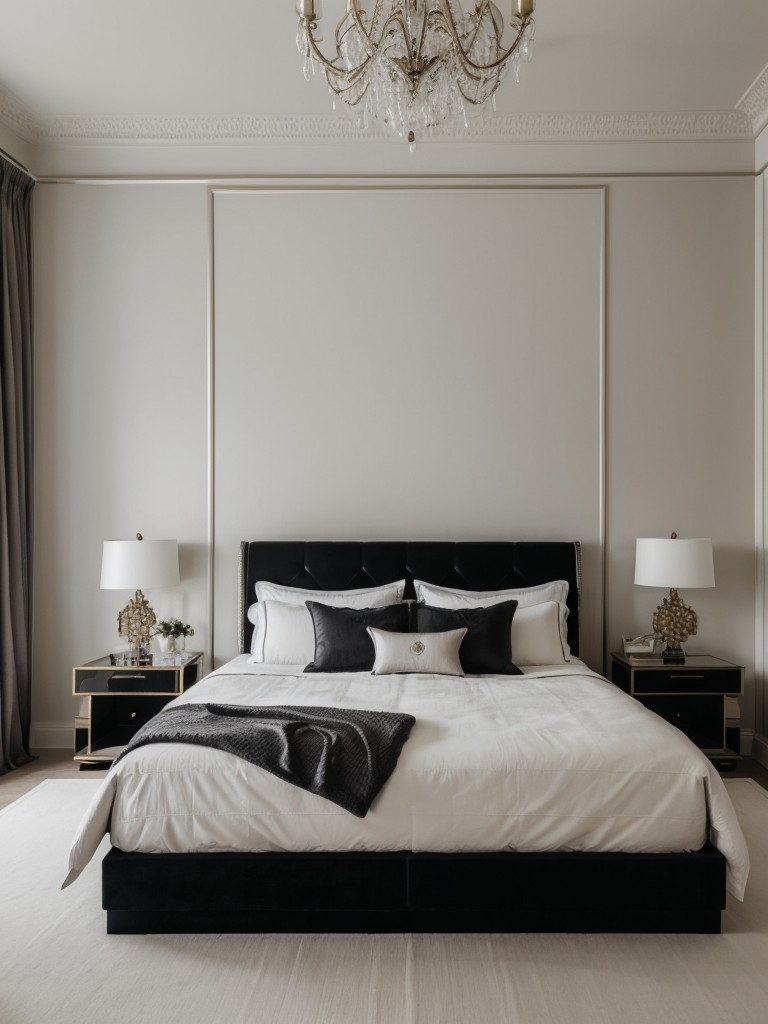 Sleek and minimalist bedroom decor for a luxurious apartment