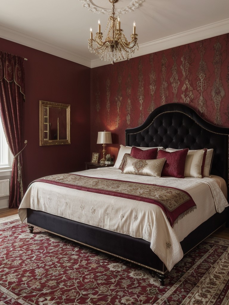 Bold Gothic Bedroom: Add a Pop of Color for Opulent Apartment Vibes!