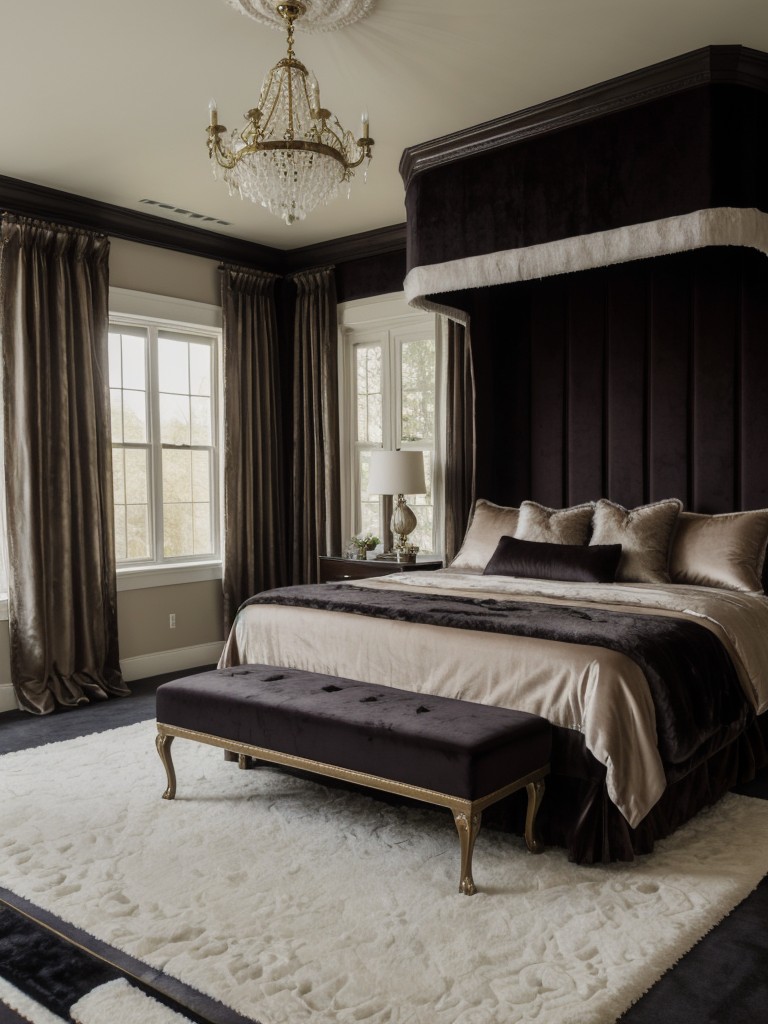 Opulent Textures: Create a Luxurious Bedroom Retreat with Velvet, Faux Fur, and Satin