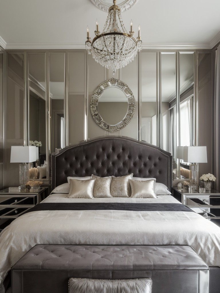 Gothic Glam: Elevate Your Bedroom with Tufted Headboard and Mirrored Furniture