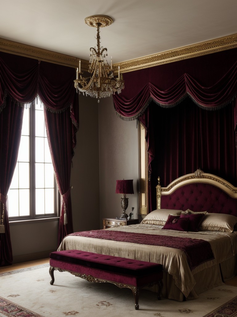 Gothic Glam: Elevate Your Bedroom with Opulent Velvet and Dark Elegance.