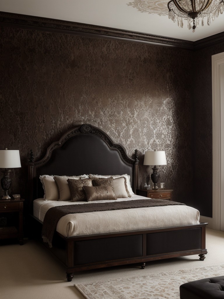 Gothic Glamour: Intricate Wallpaper Ideas for Opulent Apartments.