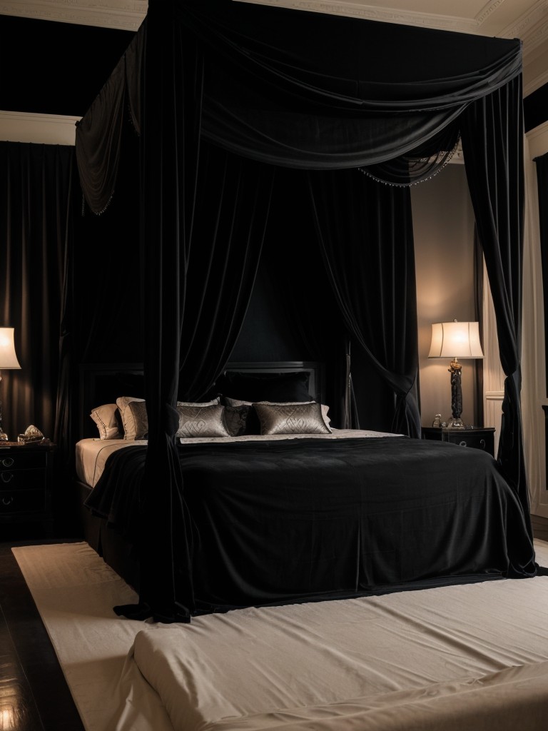 Dark Glamour: Create a Mysterious Bedroom with Canopy & Drapes