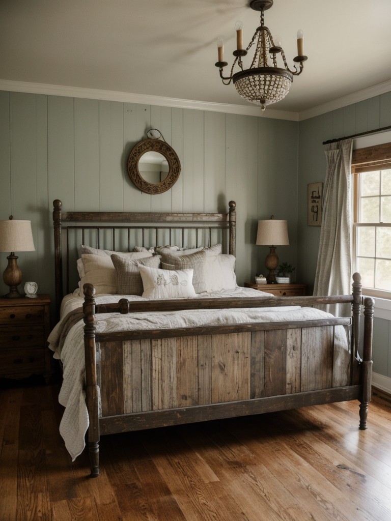 Farmhouse Chic: Cozy & Vintage-Inspired Apartment Bedroom