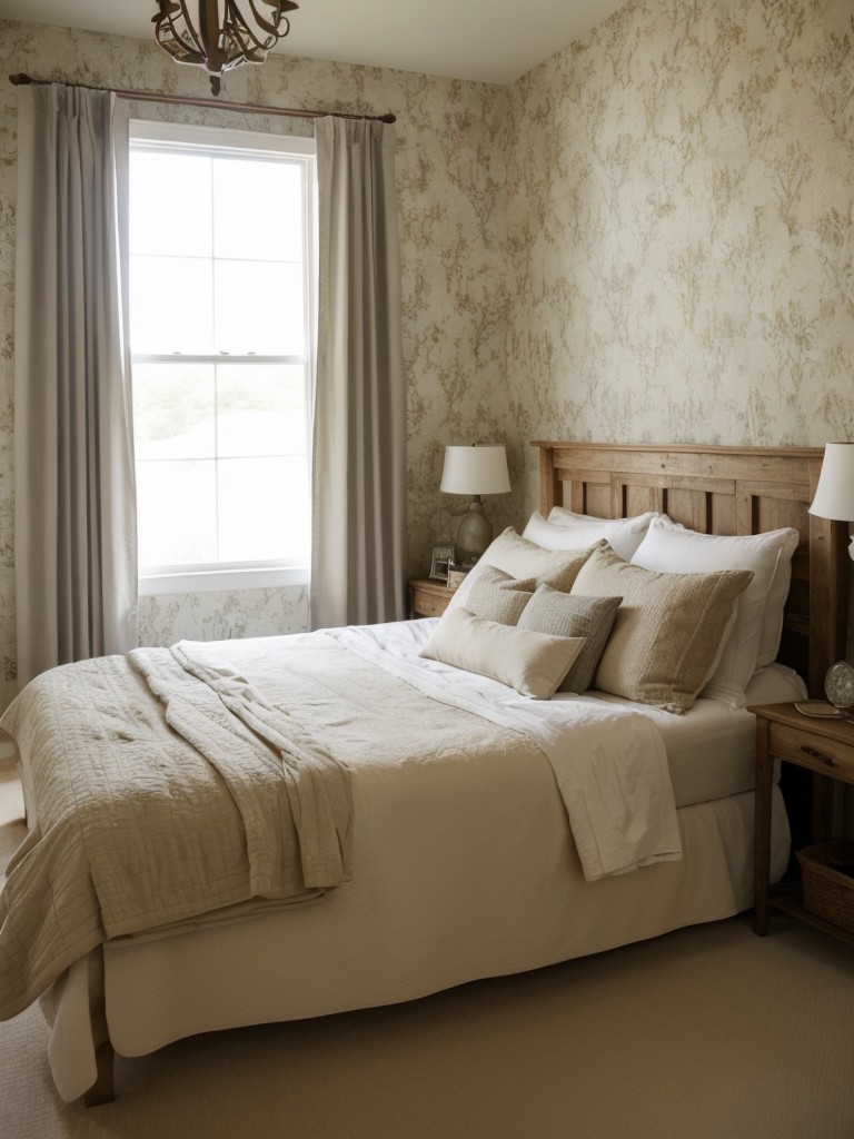 Country Chic: Transform Your Bedroom with Textured Wallpaper!