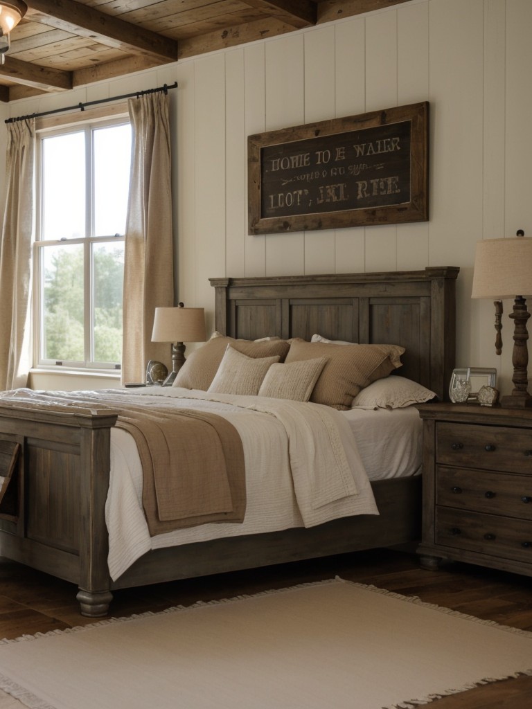 Rustic Retreat: Country Bedroom Inspiration. Embrace vintage charm with distressed furniture pieces.