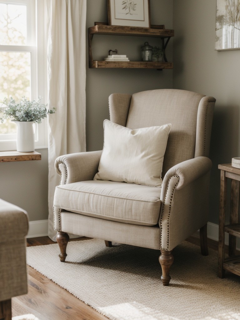 Cozy Farmhouse Bedroom: Relax in Style with an Accent Chair & Reading Nook!