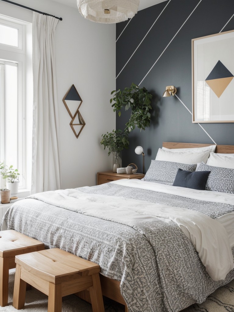 Whimsical Scandinavian Bedroom Decor: Embrace Geometric Prints!